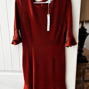 She + Sky Rust Long Sleeve Dress